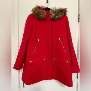 J. CREW - Chateau parka in Italian stadium-cloth wool - Red | Size 14